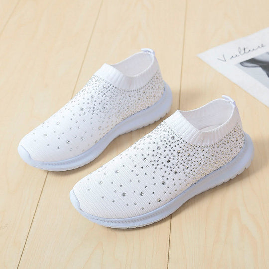 Damen Elastischer Slip-On Strick-Sneaker mit Strassbesatz Shop Nory