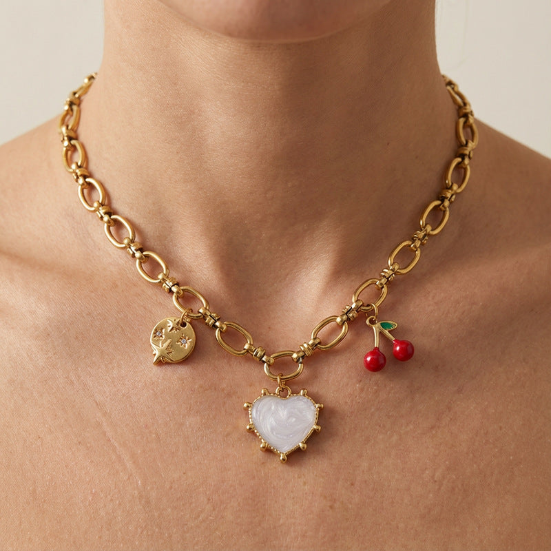 Damenkette mit Anhängern und herzförmigem Anhänger Shop Nory