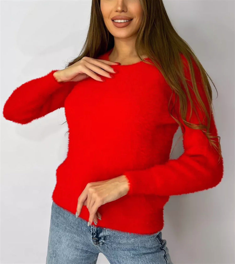 Damen Flauschiger Modischer Pullover