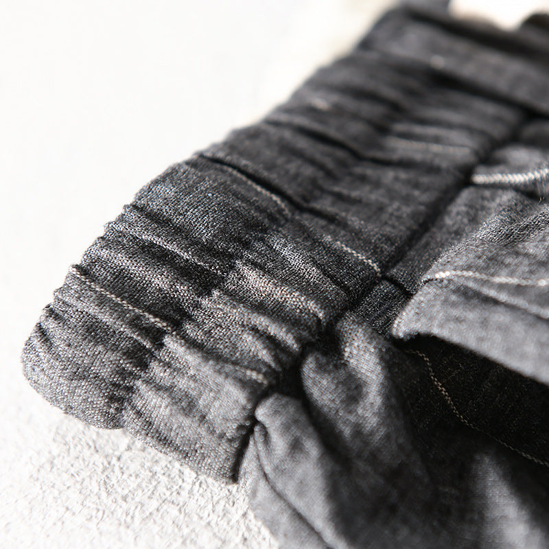 Herren lässige Hose mit elastischem Bund und Kordel schmal zulaufend Nadelstreifenoptik Shop Nory