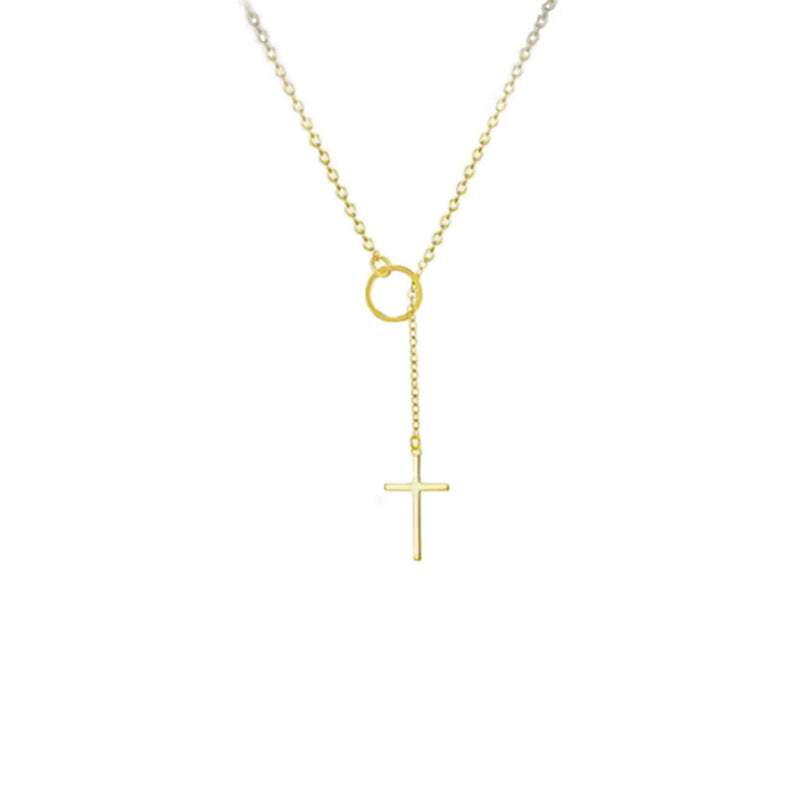 Damen Halskette mit modernem Kreuzanhänger und eleganter Gliederkette Shop Nory