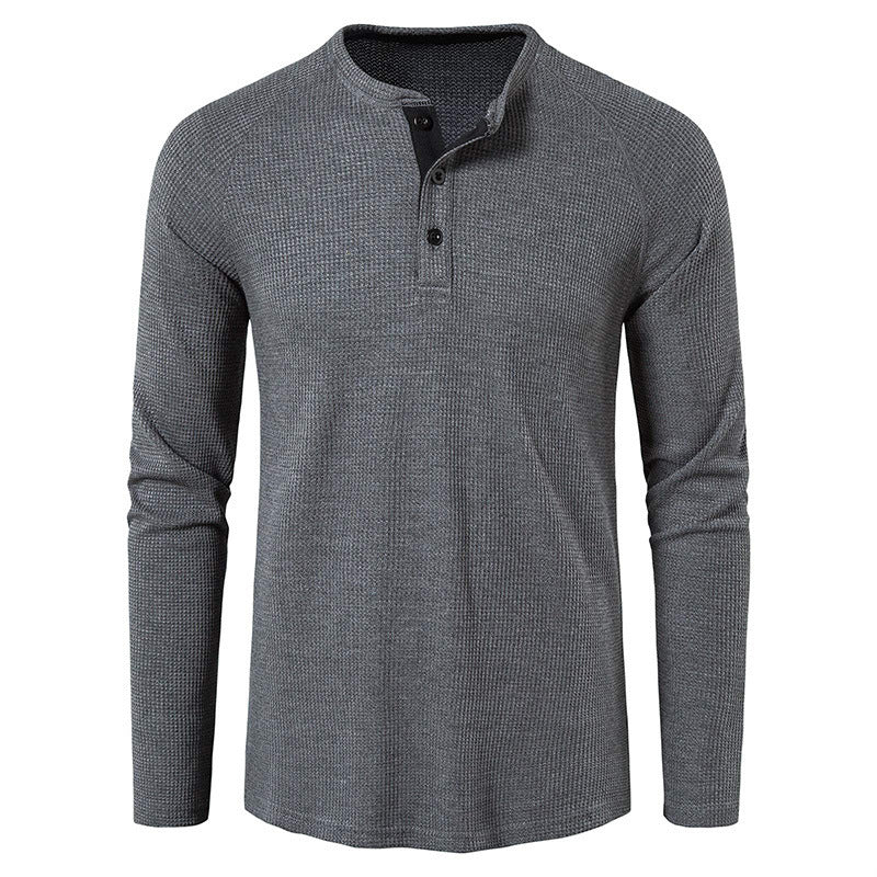 Herren nan strukturiertes Henley-Langarmshirt mit Waffelstruktur, Halbknopfleiste und Raglanärmeln Shop Nory
