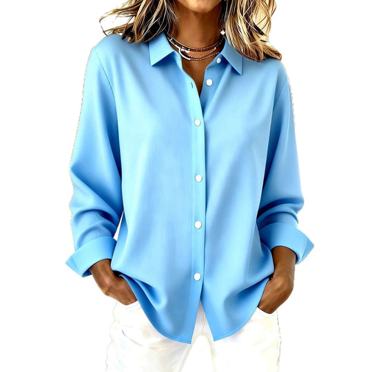 Damen Oversize-Bluse mit klassischem Kragen und verdeckter Knopfleiste Shop Nory