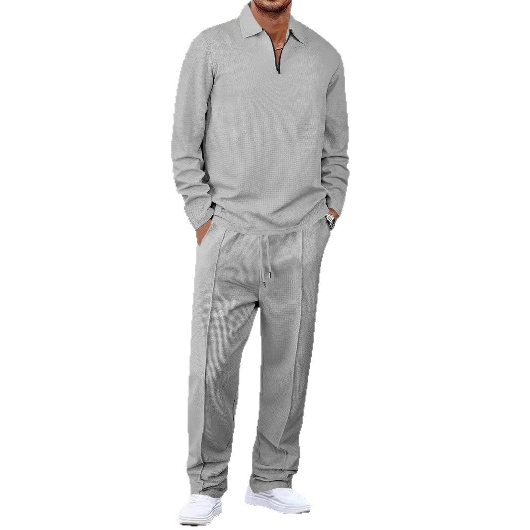 Herren Sportliches Relaxed-Fit Freizeitset mit Stehkragen