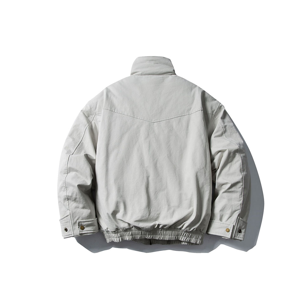 Herren Voluminöser Stehkragen-Bomber mit asymmetrischer Frontpatte und Taillen-Buckle Shop Nory