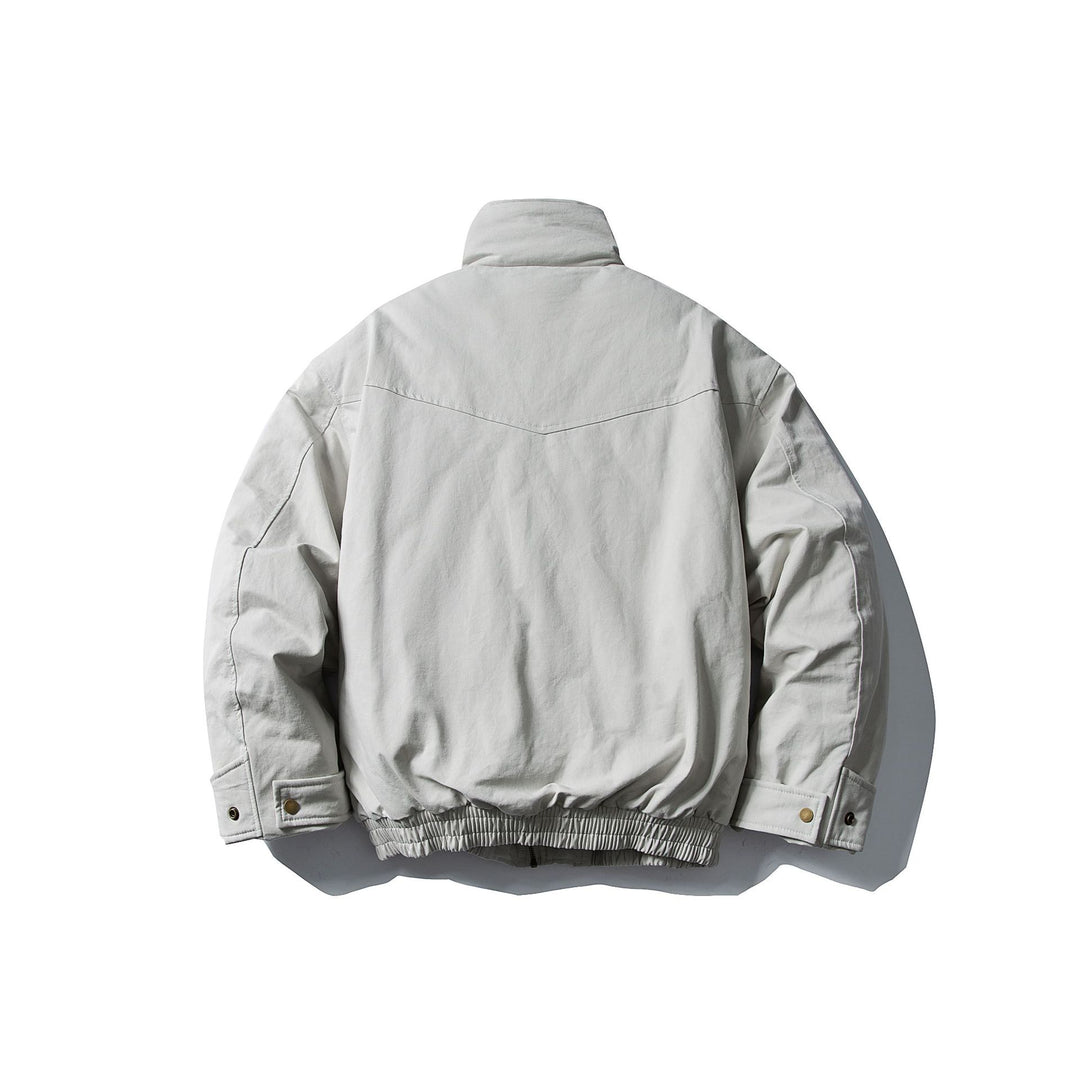 Herren Voluminöser Stehkragen-Bomber mit asymmetrischer Frontpatte und Taillen-Buckle Shop Nory