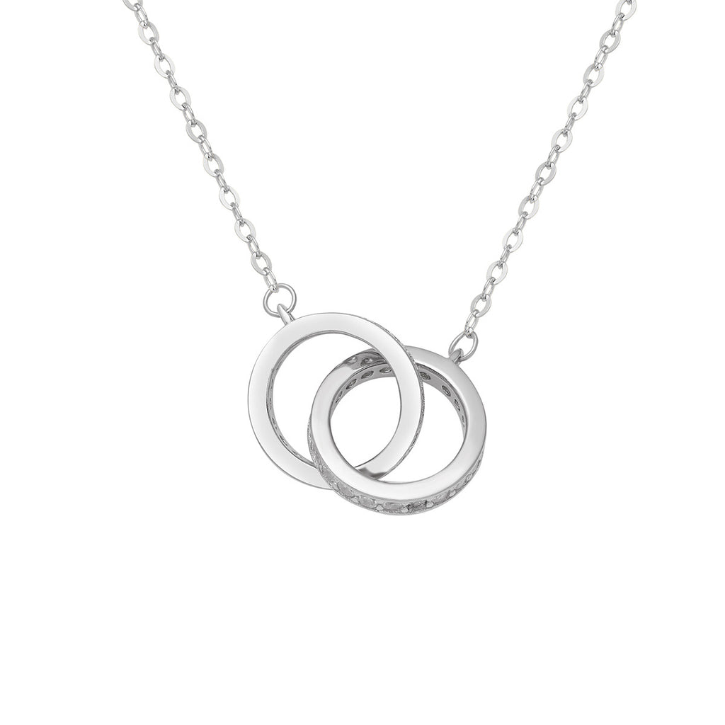 Damen Halskette mit doppeltem Ring-Anhänger und Zirkonia-Verzierungen Shop Nory