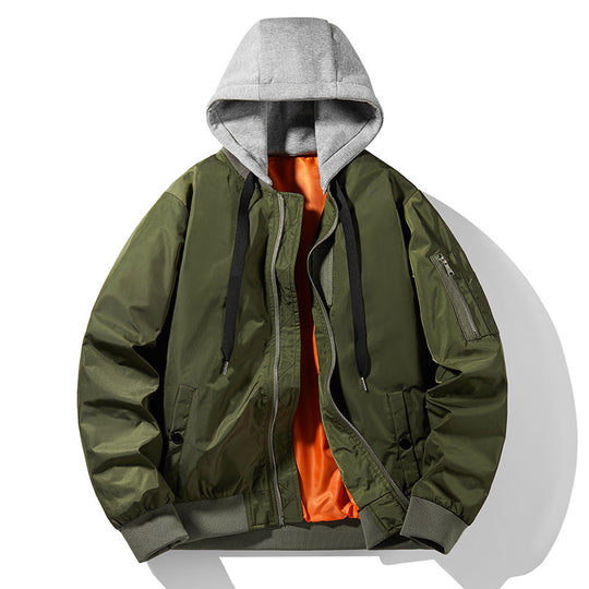 Herren Urban-Bomberjacke mit integriertem Kapuzenlayer, kontrastiertem Thermofutter und Ärmeltasche Shop Nory