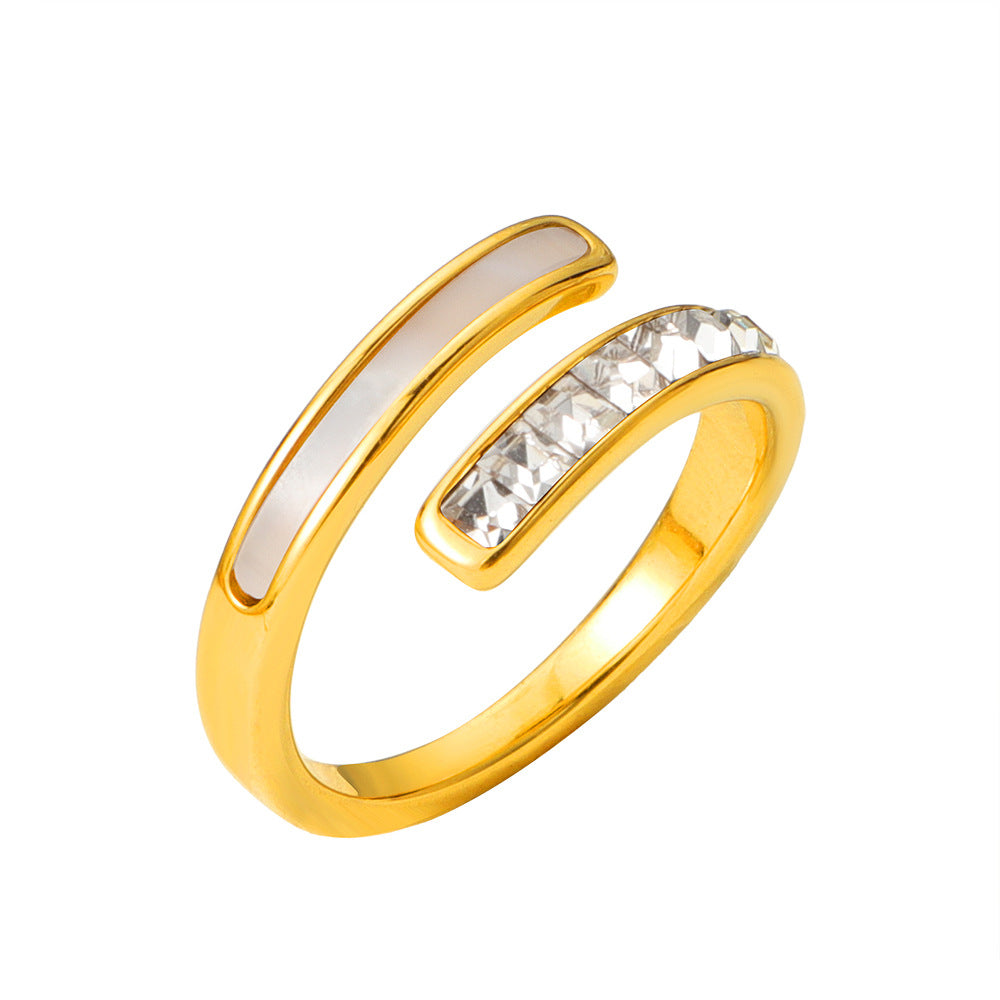 Damen eleganter Ring mit doppelt geschichtetem Design und funkelnden Zirkonia Shop Nory
