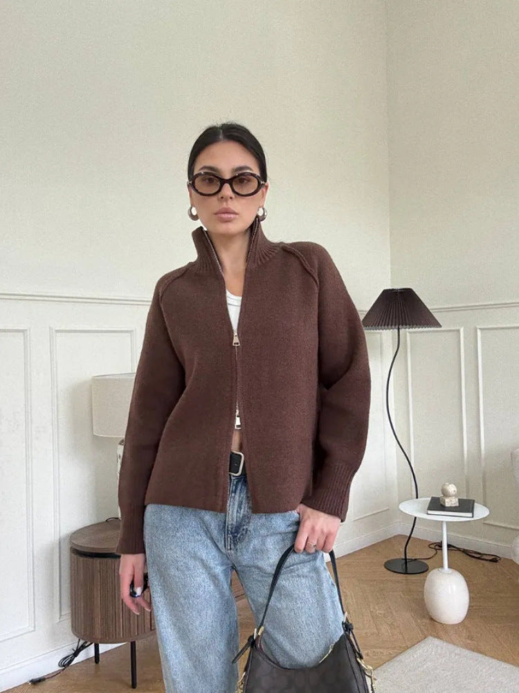 Damen Modische Strickjacke mit Reißverschluss Shop Nory