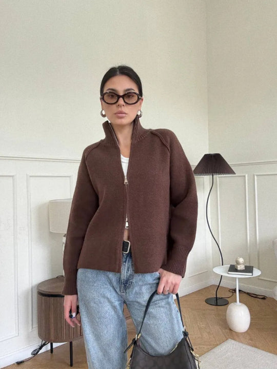 Damen Modische Strickjacke mit Reißverschluss Shop Nory