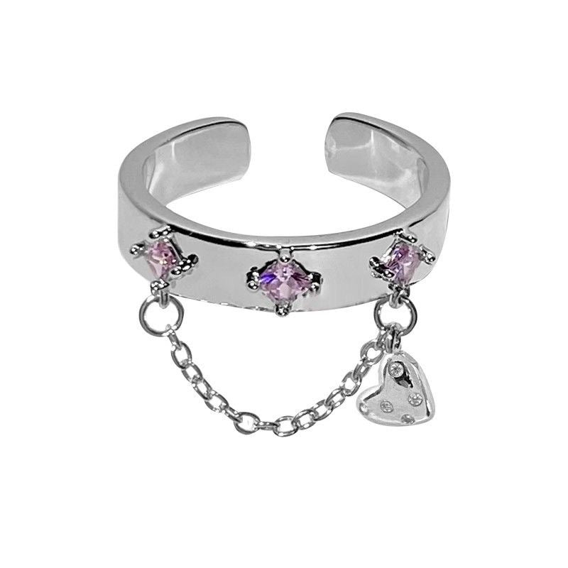 Damen Ring mit kreativem Herz- und Kettendesign Shop Nory