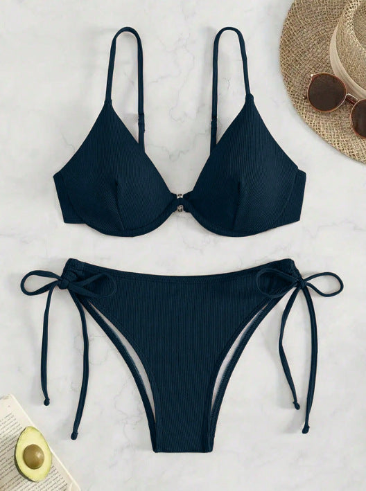Damen Triangel-Bikini mit verstellbaren Trägern und Seitenschnürungen