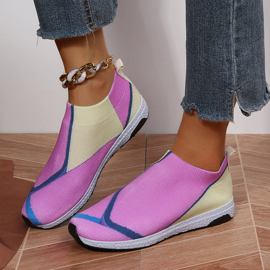 Damen Leichte Strick-Slipper-Sneaker ohne Schnürung mit atmungsaktivem Mesh und gedämpfter Plateausohle Shop Nory