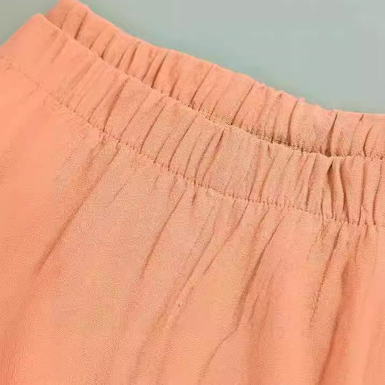 Damen Weite Culotte-Hose mit überlappendem Tulpen-Saum und elastischem Bund Shop Nory