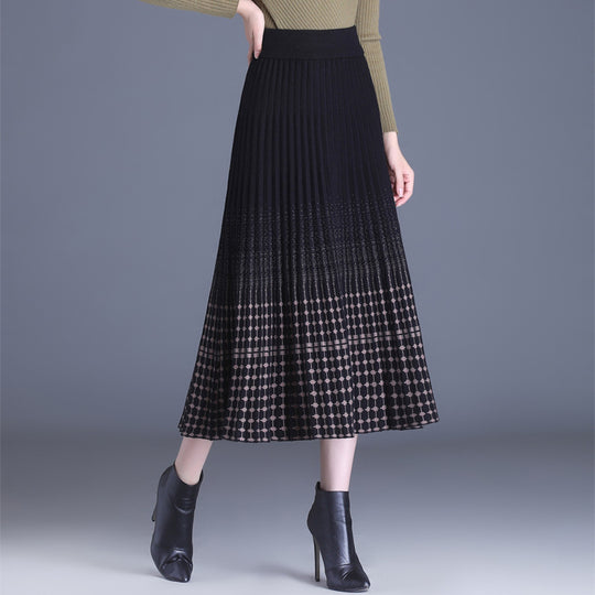 Damen Plissierter Maxirock mit eleganten Muster Shop Nory