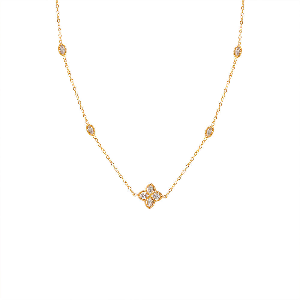 Damen Blumeninspirierte Edelstein Anhänger Halskette Shop Nory