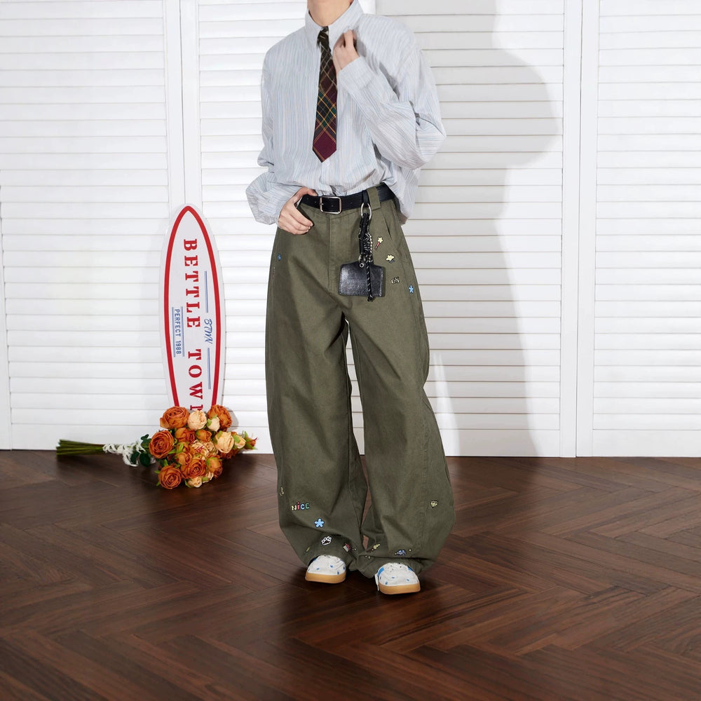Damen Weitgeschnittene Cargo-Hose mit bunten Applikationen Shop Nory