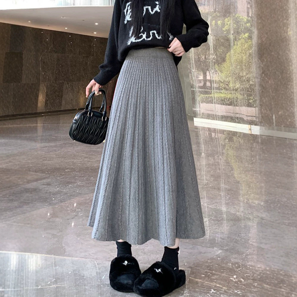 Damen Plissierter Maxirock mit feinem Wellenmuster Shop Nory
