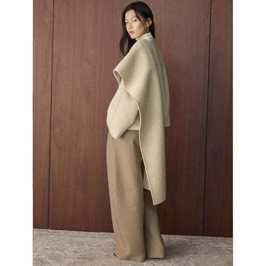 Damen Cape Mantel mit asymmetrischem Überwurf und Wollmix Shop Nory