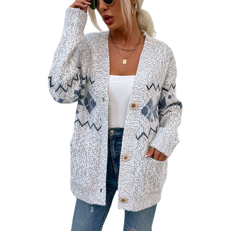 Damen Strickjacke mit klassischem Muster Shopnory