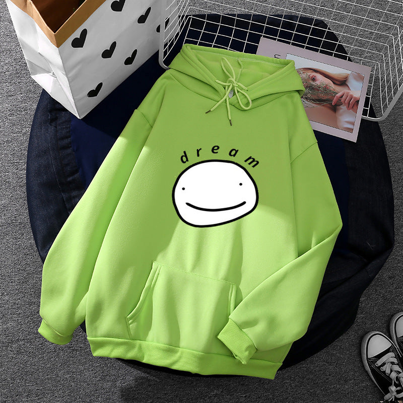 Unisex nan Oversize-Kapuzenpullover mit minimalistischem Smiley-Print, weichem Fleece-Innenfutter und praktischer Kängurutasche Shop Nory