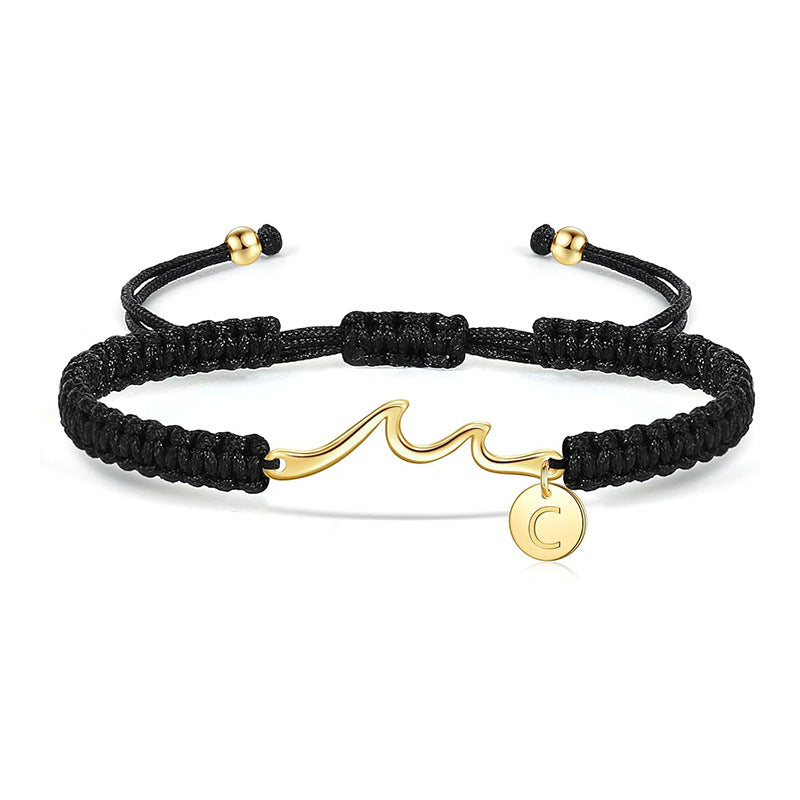 Damen Armband mit elegantem Wellen-Design und personalisierbarem Anhänger Shop Nory