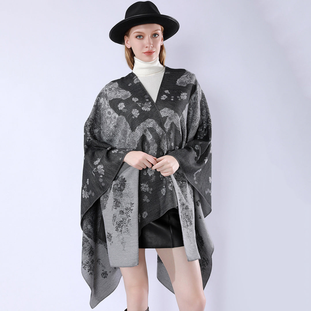 Damen Oversize-Wickelponcho im Kimono-Fall mit feinem Jacquardgewebe Shop Nory