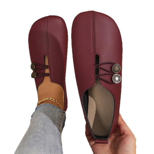 Damen Bequeme geschlossene Slipper mit Zierknöpfen und elastischer Schnürung Shop Nory
