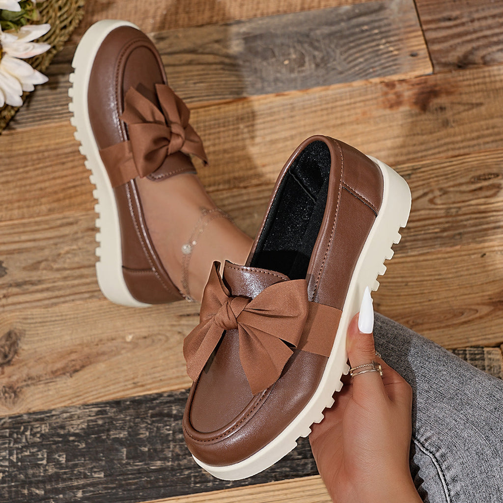 Damen Loafers mit dekorativem Schleifen-Design und rutschfester Sohle