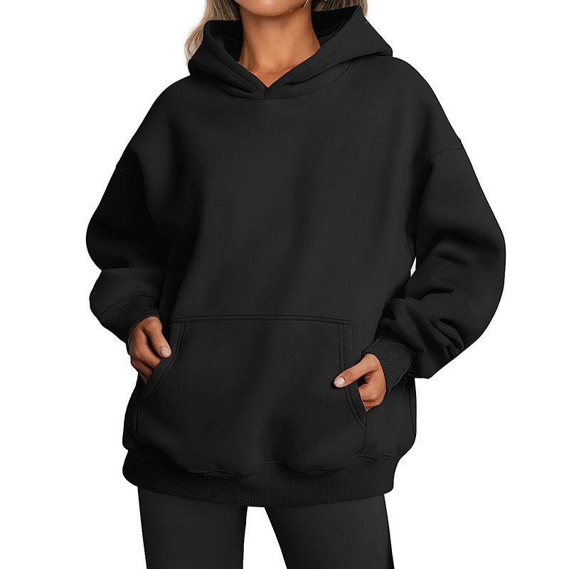 Damen Übergrößen Kapuzenpullover mit praktischen Taschen undlässigem Schnitt