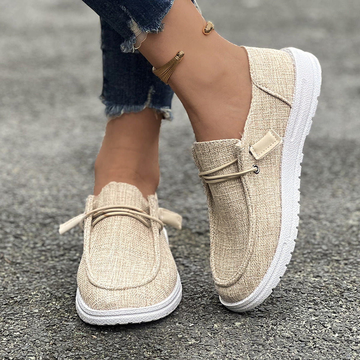 Damen Slip-On Sneakers mit elastischem Riemen