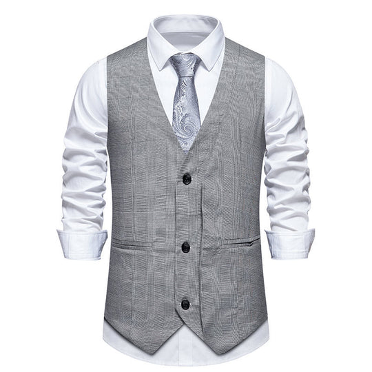Herren elegante Anzugweste mit klassischem Herringbone-Muster und praktischen Taschen Shopnory