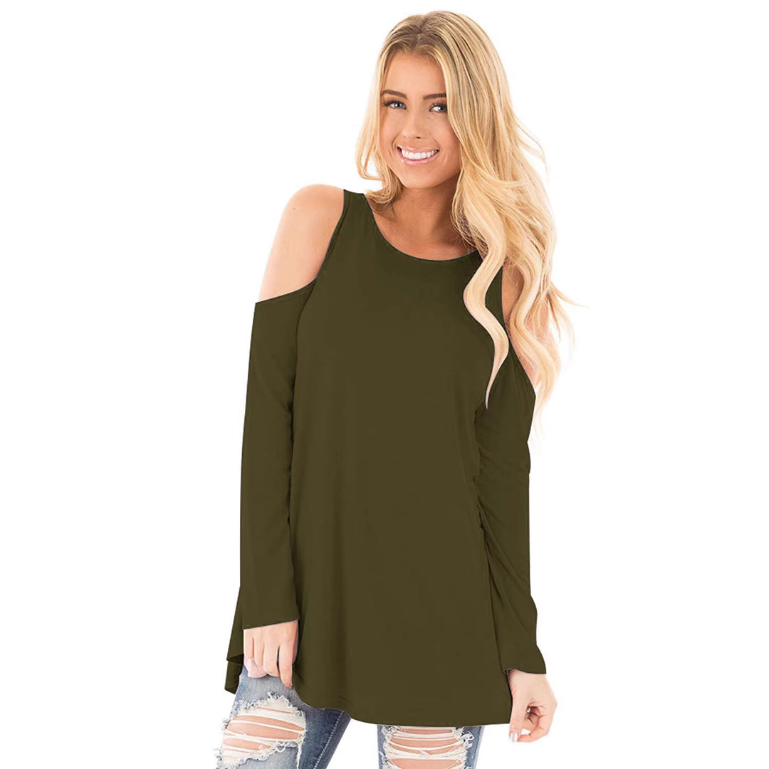 Damen Langarm-Tunika mit Cut-Out-Schultern und weiter Passform Shop Nory