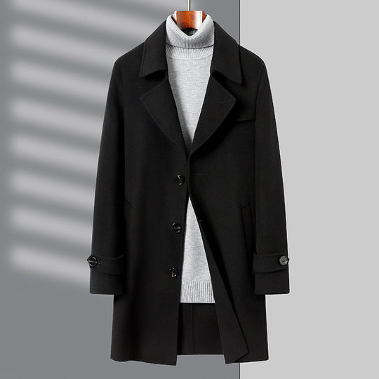 Herren Klassischer Maßgeschneiderter Wollgemisch Mantel Shop Nory