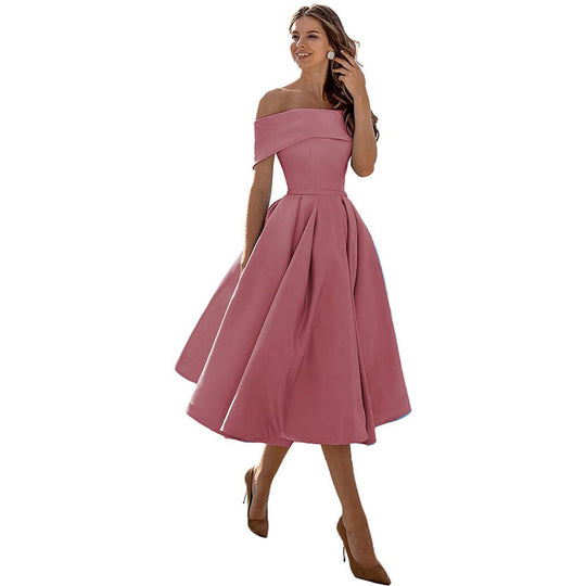 Legere Mode Satin Cocktailkleid Ohne Träger