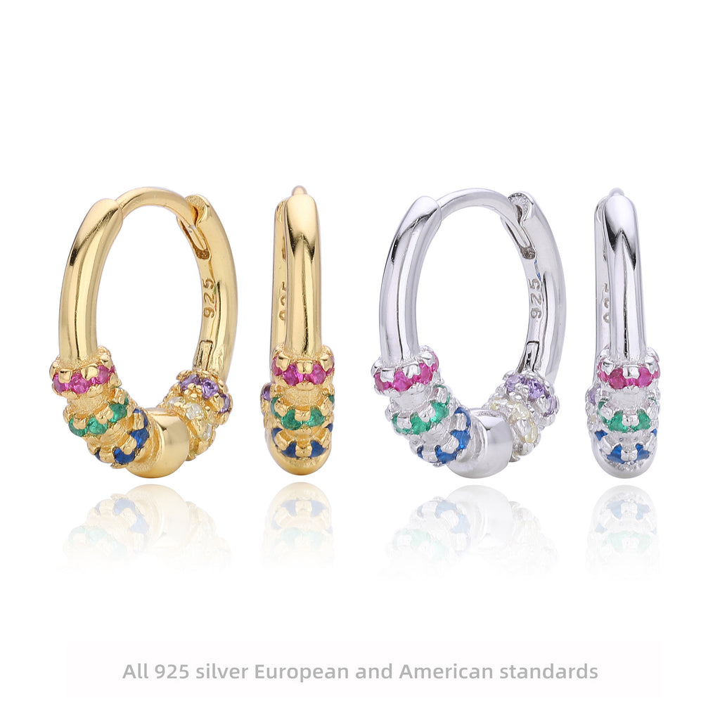 Damen Creolen mit bunten Zirkon-Elementen aus 925 Sterling Silber Shop Nory