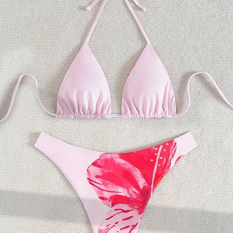 Damen Triangel-Bikini-Set mit floralem Design und verstellbaren Trägern