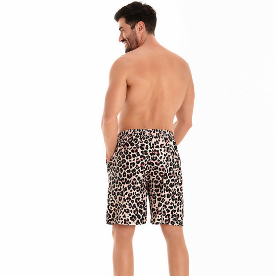 Herren Badeshorts im modernen Leopardenmuster mit verstellbarem Bund
