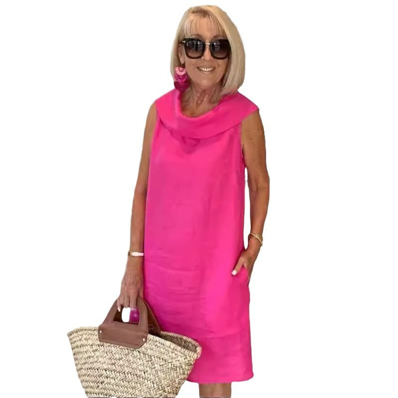 Damen Sommerliches Leinenkleid mit modernem Kragen