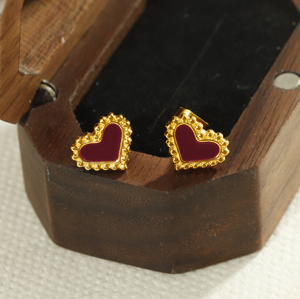 Damen Ohrstecker im Herzdesign mit elegantem Goldrahmen Shop Nory