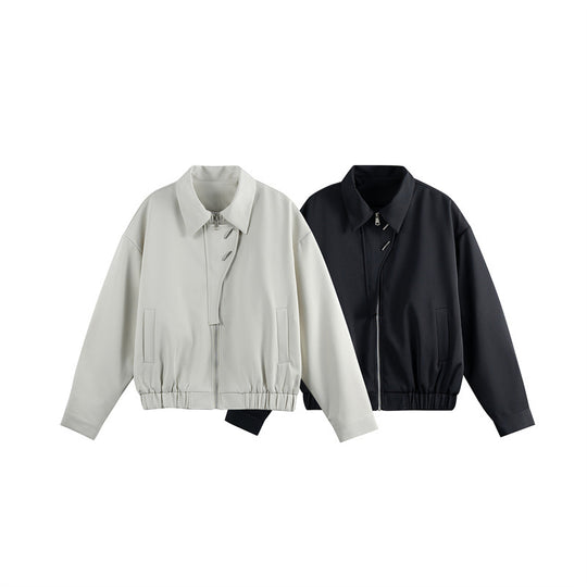 Unisex Leichter Blouson mit Umlegekragen, verdecktem Reißverschluss und elastischem Saum Shop Nory