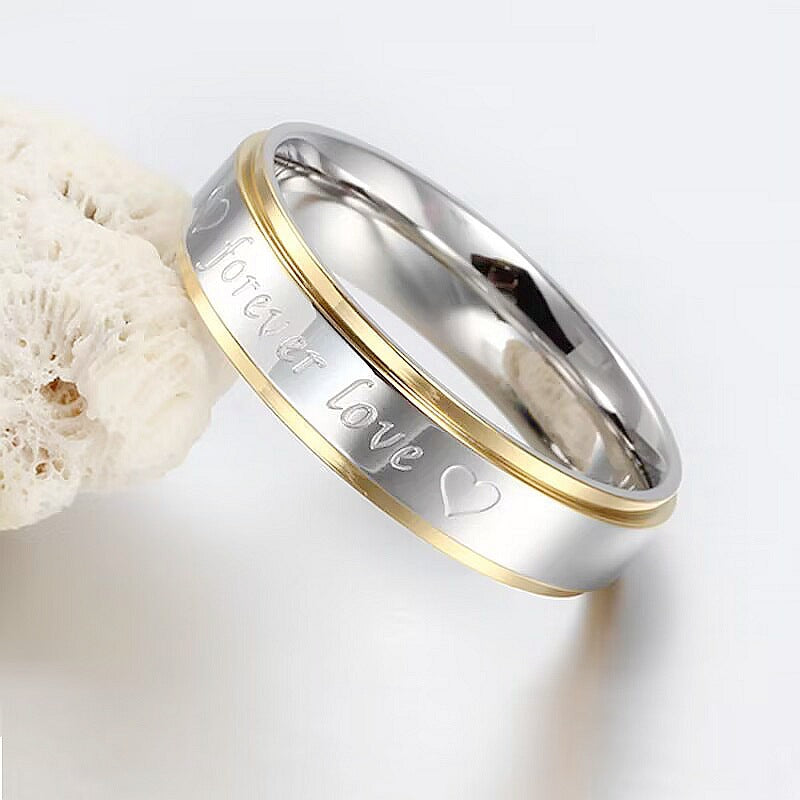 Damen Ring mit eingravierter Botschaft und edler zweifarbiger Oberfläche Shop Nory