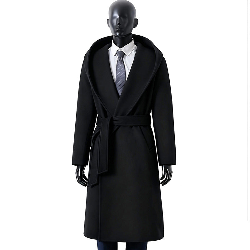 Herren Robenmantel aus Wollmix mit weitem Schalkragen und Bindegürtel Shop Nory
