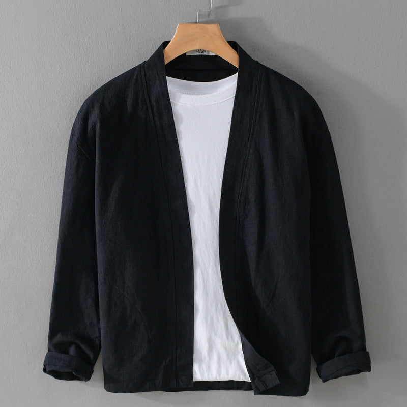 Herren Offene Leinen-Overjacket mit Kimono-Kragen und Relaxed-Fit Shop Nory