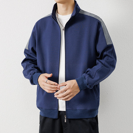 Herren Leichte Zip‑Trainingsjacke im Minimalstil mit Stehkragen und Kontrastpaspel Shop Nory