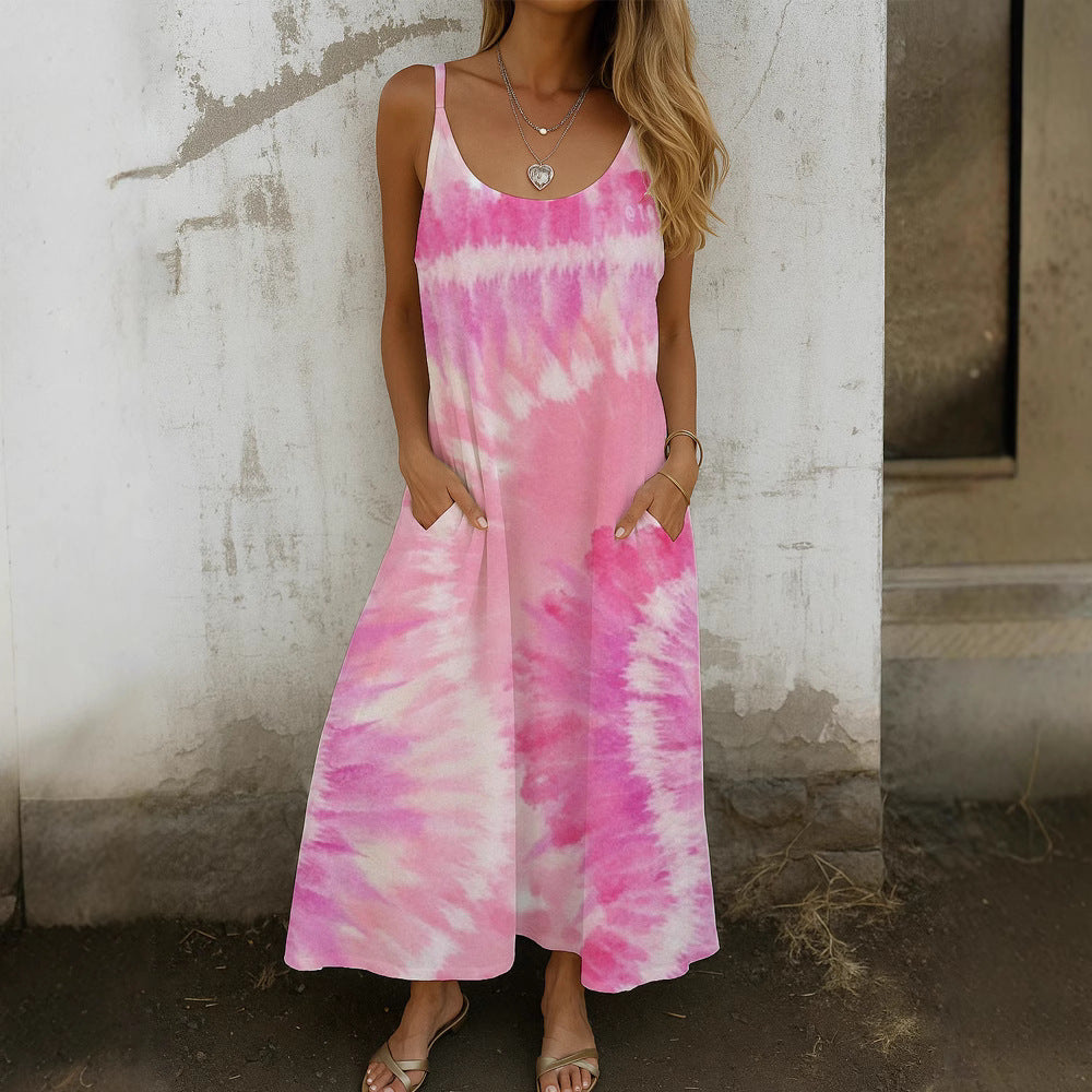 Damen Maxikleid mit Spiral-Design und praktischen Taschen Shopnory