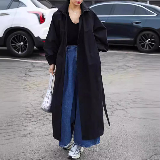Damen Maxilanger Oversize-Mantel mit hohem Stehkragen, geraffter Rückenpasse und kastiger Silhouette Shop Nory