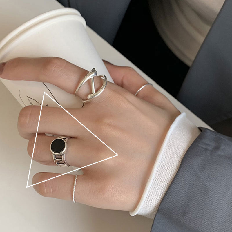 Damen Modischer Offener Ring mit stilvollem Kreis- und Zickzack-Design Shop Nory