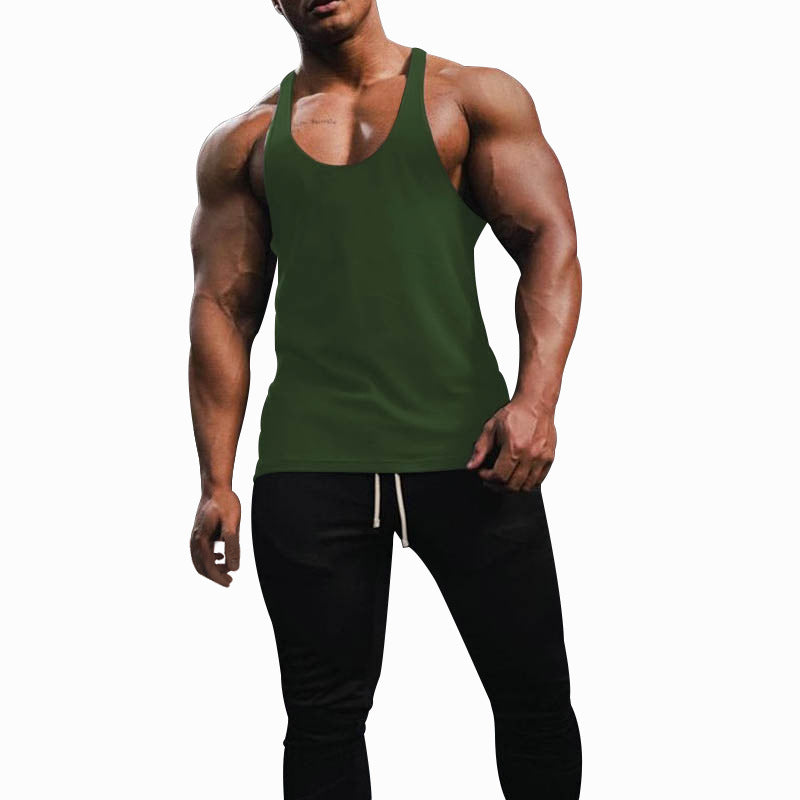 Herren nan athletisches Tanktop mit tiefem Armausschnitt und schmalen Trägern am Rücken aus Baumwollstretch Shopnory